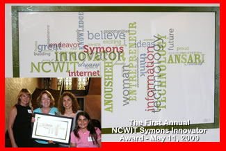 Ansari Recipient of First Annual NCWIT Symons Innovator Award - 5/11/09