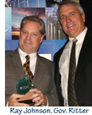 Raymond Johnson, President & CEO, Infinite 
    Power Solutions and Governor Bill Ritter at CCIA Award Presentation 10/19/2010