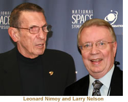 Leonard Nimoy, Recipient of the 2010 douglas S. 
           Morrow Public Outreach Award and Larry Nelson, w3w3.com