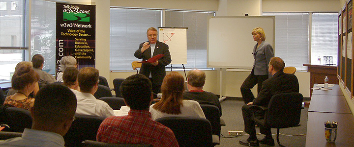 3 Filters Technology developer Larry Nelson sets the stage for Persuasion Skills seminar.