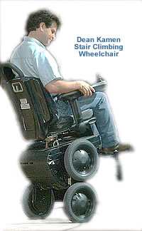 Dean Kamen, Demonstrating the "stair climbing 
        wheelchair"